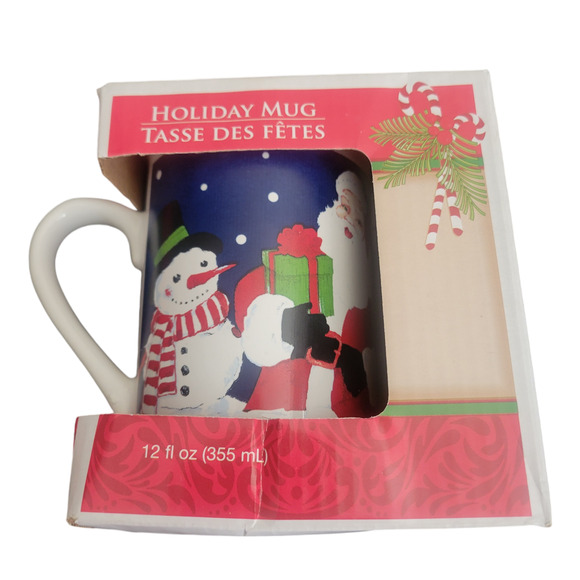 Vintage New Christmas Holiday Mug Cup Greenbrier International Santa Snowman - Picture 6 of 8